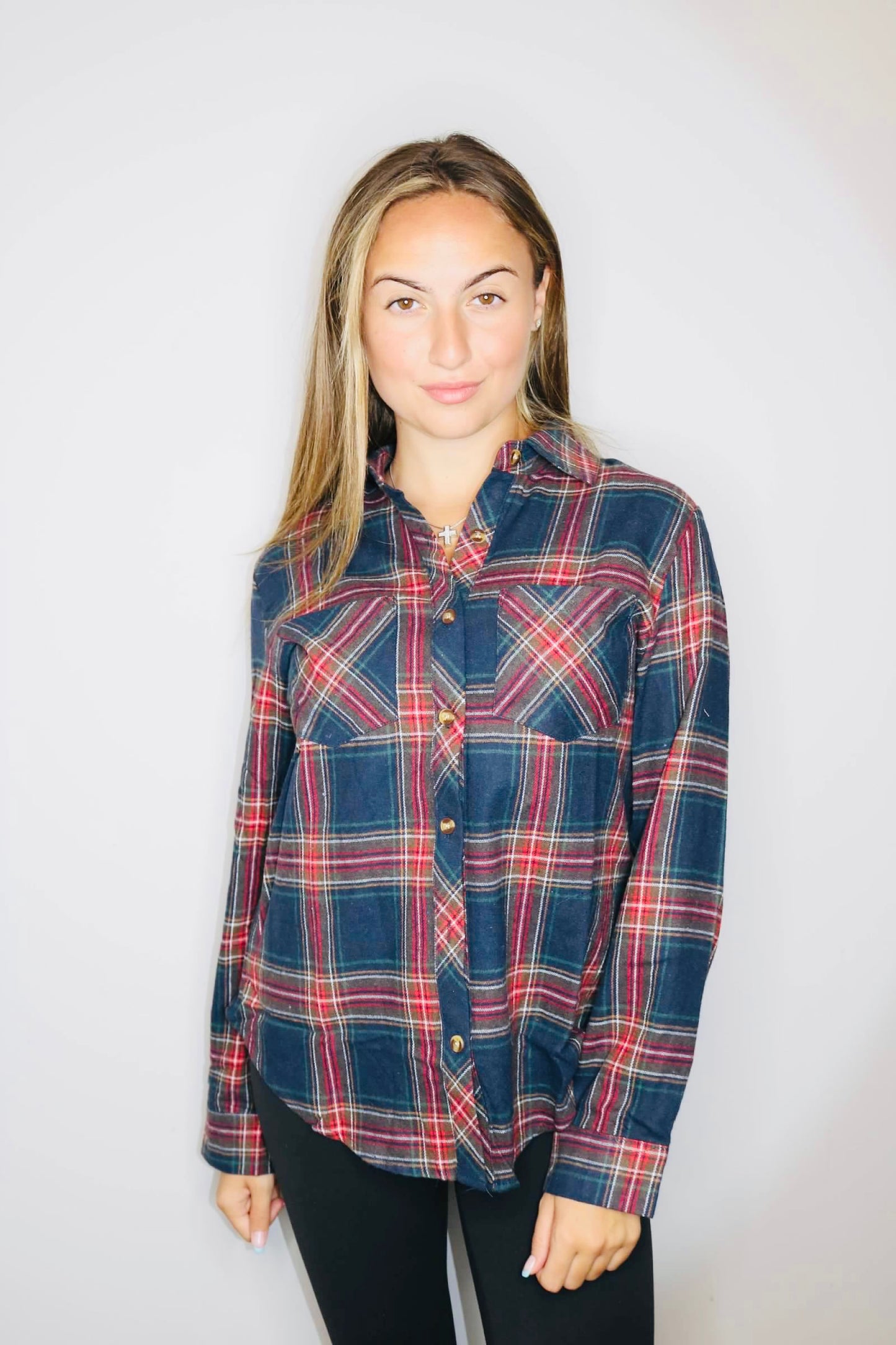 Plaid Button Down Long Sleeve Top