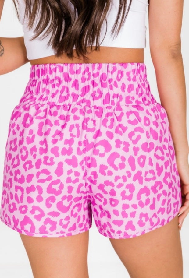 Pink Cheetah Elastic Shorts