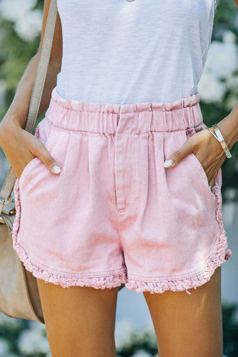 Pink Denim Shorts 