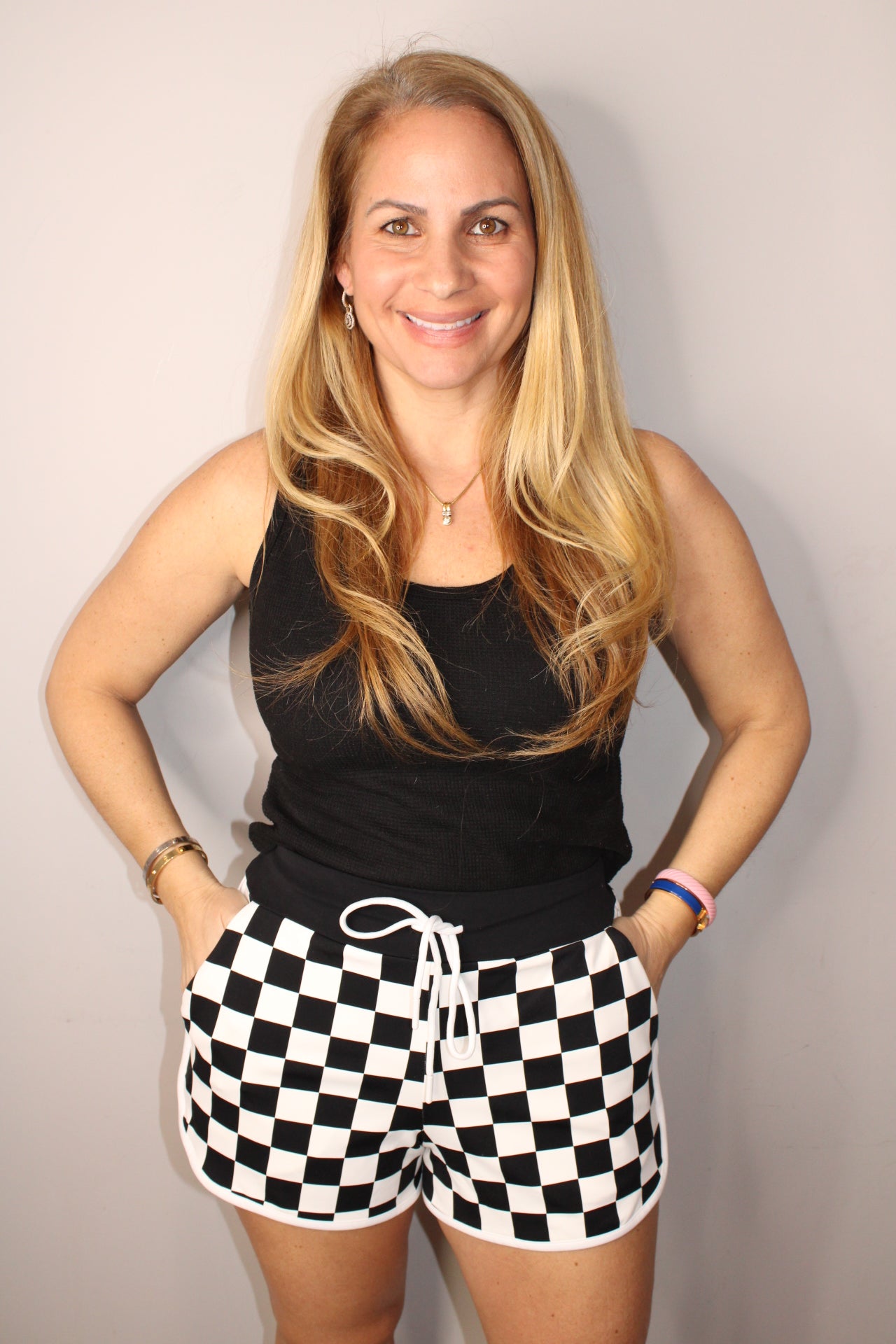 Checker Drawstring Shorts