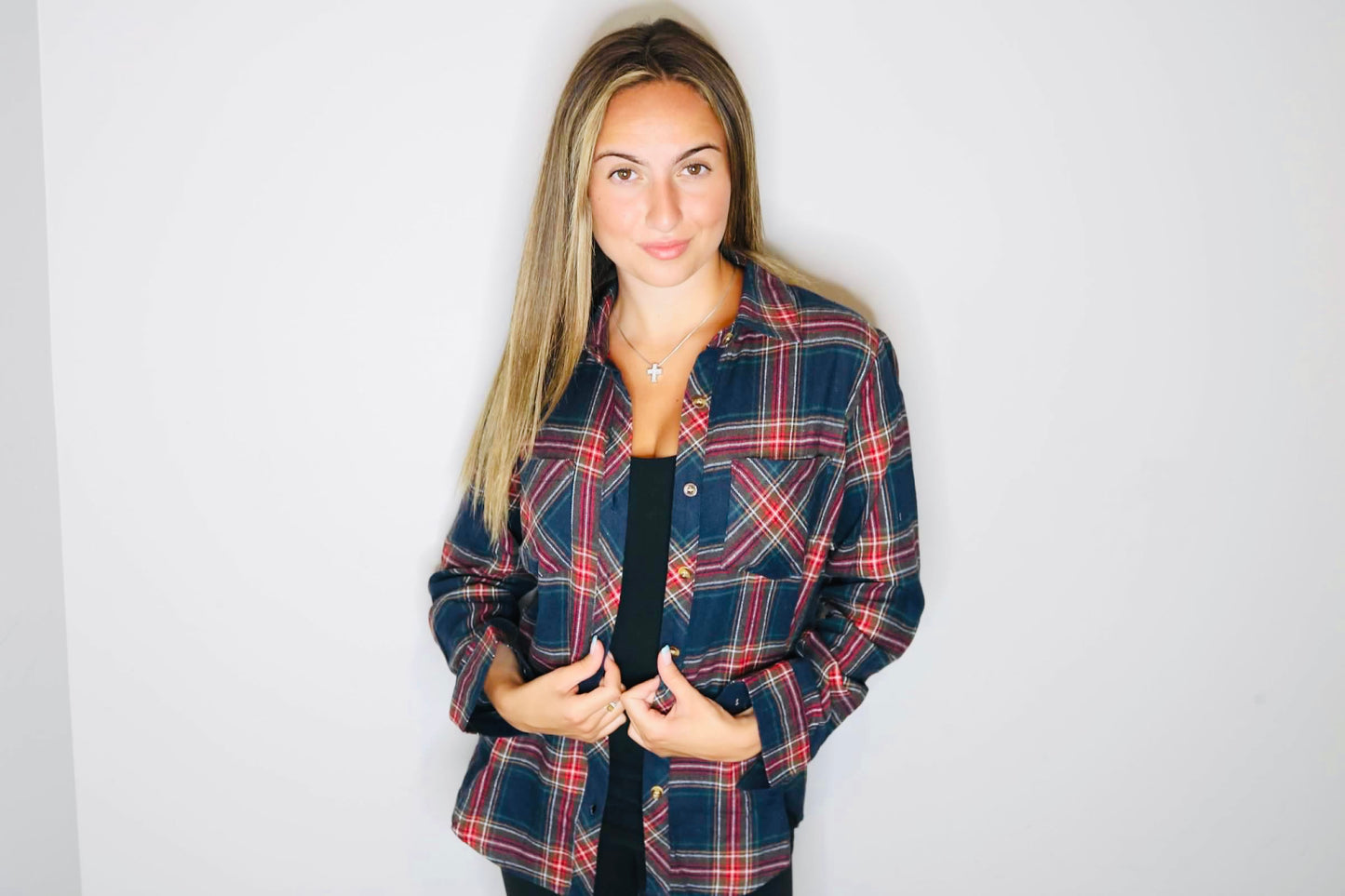 Plaid Button Down Long Sleeve Top