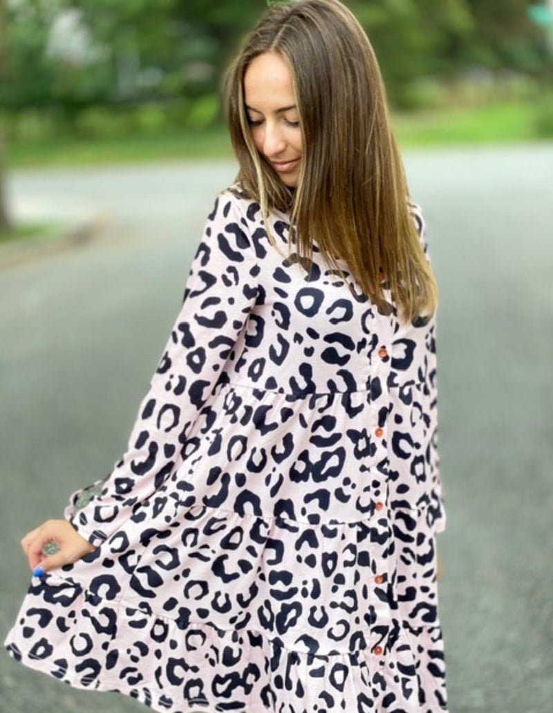 Leopard Dress with Buttons