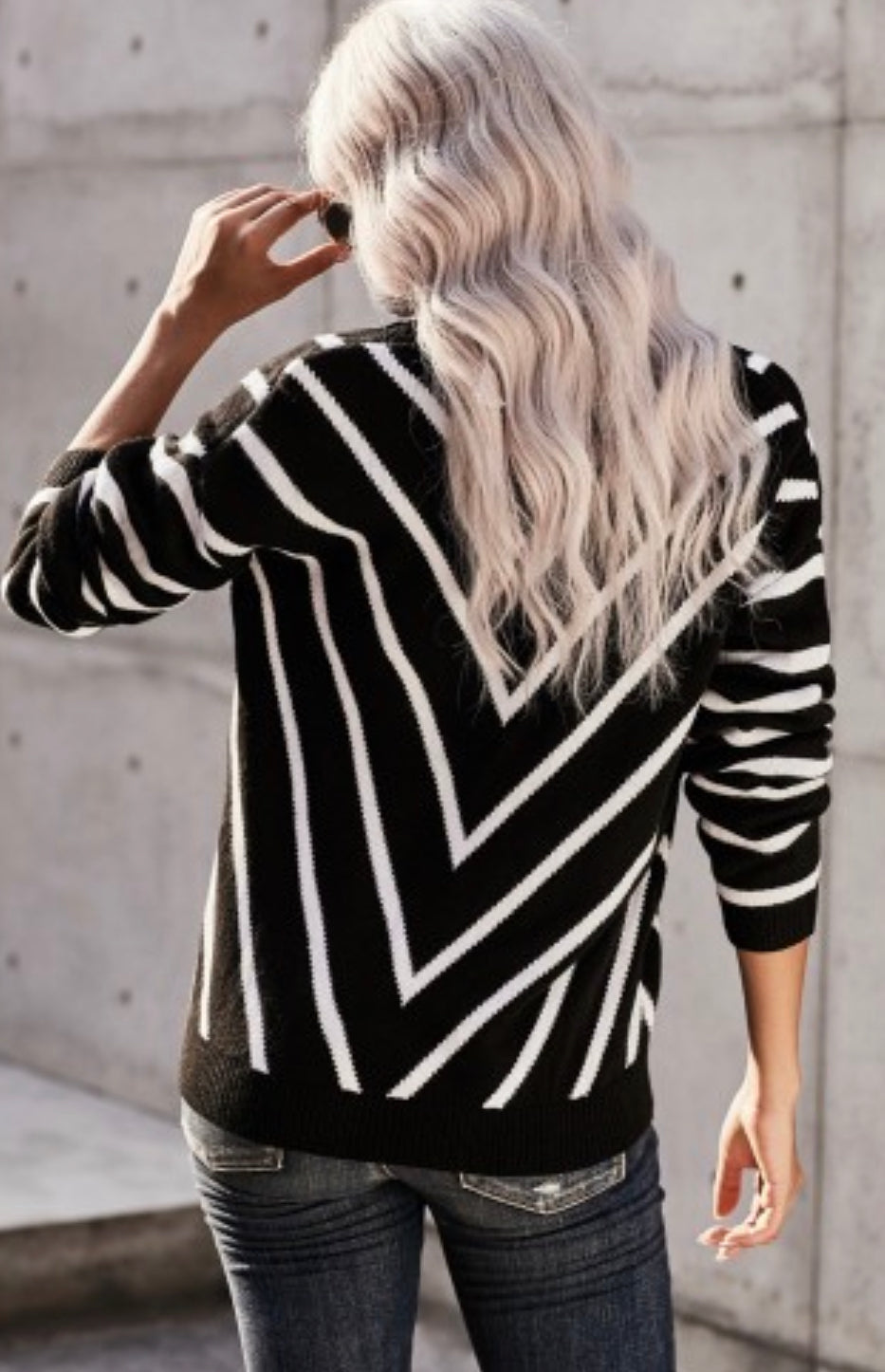 Stripe Long Sleeve Cardigan v neck