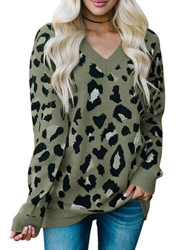 Leopard Pattern Pullover Sweater