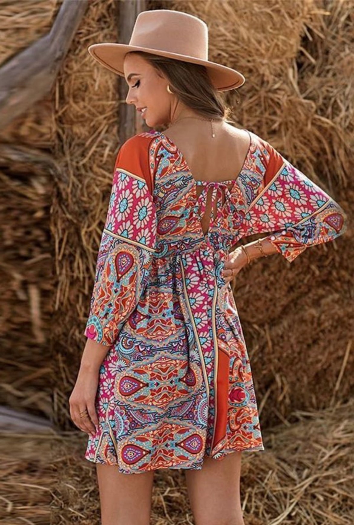 Bohemian Vintage Print Dress