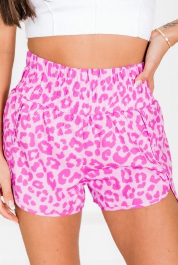 Pink Cheetah Elastic Shorts