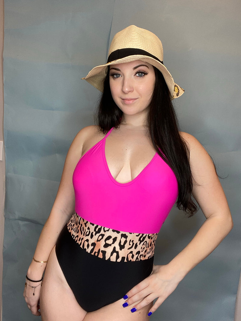 Leopard and pink one piece