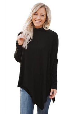Soft Faux Poncho High Neck Sweater