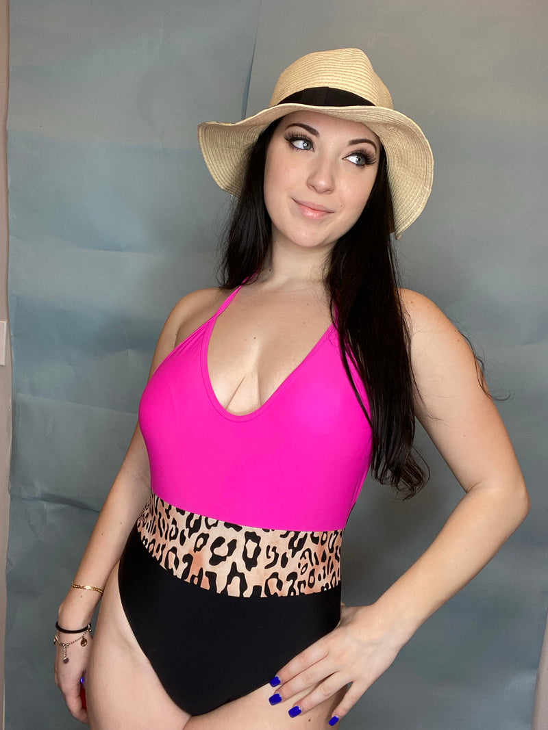 Leopard and pink one piece