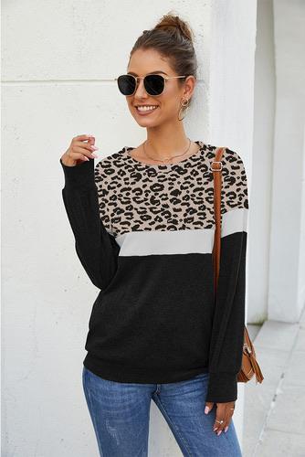Leopard Print Combination Sweatshirt