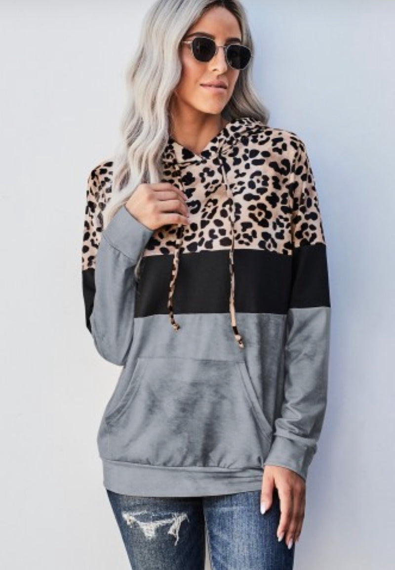 Leopard Pull Over Hoodie