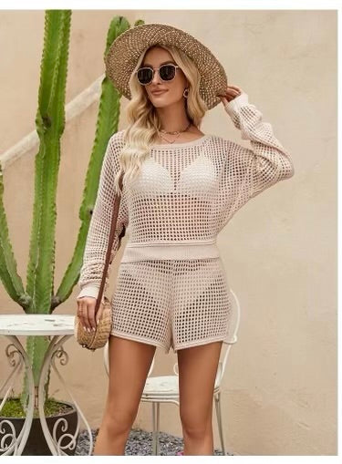 Two piece mesh cover-up